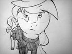  applejack_(mlp) black_and_white clothing equine female feral friendship_is_magic hat horse looking_at_viewer mammal monochrome mustard_bastard my_little_pony no_color pigtails plain_background pony sketch solo 