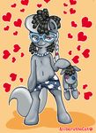  &lt;3 anibaruthecat clothing english_text equine eyewear female feral friendship_is_magic fur glasses grey_fur grey_hair hair horse looking_at_viewer mammal my_little_pony necklace pants pony purple_eyes silver_spoon_(mlp) smartypants_(mlp) solo text 
