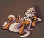  arcanine balls canine cbh claws erection holding_penis humanoid_penis lying male mammal nintendo nude on_back penis plain_background pok&#233;mon pok&eacute;mon solo spread_legs spreading tongue tongue_out video_games 