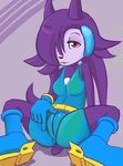  camel_toe cleavage clothed clothing female freedom_planet lilac looking_at_viewer pink_eyes solo unknown_artist unknown_species 