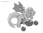  balls breasts chimera cub cute demon-man digitigrade dragon feline female fur horn hybrid mammal monochrome multi_head multi_heads nipples paws spiked_tail wings young 