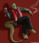  anthro barefoot beverage cigarette clothing crocodile glass grin kane_ridgescale male necktie onyxavia reptile scalie scar smug suit the_spiner wine 