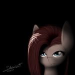  blue_eyes dark equine female friendship_is_magic fur hair horse long_hair looking_at_viewer mammal my_little_pony pink_fur pink_hair pinkamena_(mlp) pinkie_pie_(mlp) plain_background pony portrait signature silverfox057 solo straight_hair 