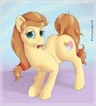  blue_eyes brown_fur brown_hair button&#039;s_mom button's_mom cutie_mark equine female feral fur hair horse mammal milf mother my_little_pony nezudomo original_character parent pony solo teats tongue tongue_out 