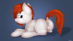  anus blush dripping equine female feral fur hair horse komponi looking_at_viewer lying mammal multi-colored_hair my_little_pony nude on_front original_character pegasus plain_background pony pussy pussy_juice smile solo white_fur wings 