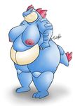  big_breasts breasts chubby eddy_okapi female feraligatr nintendo nipples non-mammal_breasts nude obese overweight pok&#233;mon pok&#233;morph pok&eacute;mon solo video_games 