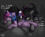  2013 bed bluntwhiskey blush equine female feral friendship_is_magic hair hooves horn horse implied king_sombra_(mlp) male my_little_pony naughty pillow pony text twilight_sparkle_(mlp) unicorn 