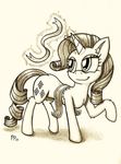  cutie_mark equine female feral friendship_is_magic horn horse levitation magic mammal monochrome my_little_pony pony punk-pegasus rarity_(mlp) solo traditional_media unicorn 