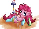  blue_eyes blush bottle cutie_mark equine female feral friendship_is_magic fur hair hookah horse legwear looking_at_viewer lying mammal my_little_pony navel on_side panties pink_fur pink_hair pinkie_pie_(mlp) pony snus-kun stockings underwear 