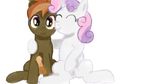  brown_fur button_mash_(mlp) cub equine erection eyes_closed female feral friendship_is_magic fur hair horn horse hug jbond looking_at_viewer male mammal masturbation my_little_pony orange_eyes penis plain_background pony pussy sitting small_penis smile spread_legs spreading sweetie_belle_(mlp) two_tone_hair unicorn white_background white_fur young 