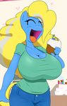  angelthecatgirl big_breasts blue_fur breasts butt candy carrot cleavage clothed clothing cupcake duo equine female freckles fur hair happy horse huge_breasts mammal micro multi-colored_hair my_little_pony pixie_(character) pony tongue vorarephilia vore 