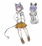  akagashi_hagane animal_ears bad_id bad_pixiv_id brown_footwear brown_shorts closed_mouth cropped_torso grey_hair hands_in_pockets hood hood_down hooded_jacket jacket looking_at_viewer mouse_ears mouse_girl mouse_hood mouse_tail multiple_views nazrin red_eyes short_hair short_shorts shorts simple_background sketch smile socks tail touhou turnaround wavy_hair white_background white_jacket white_legwear 