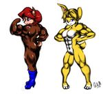  abs biceps breasts bunnie_rabbot butt female flexing lagomorph lapine looking_at_viewer looking_back mammal muscles nude pose rabbit rodent sally_acorn sega smile sonic_(series) 