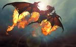 claws day deathwing dragon dragon_wings fangs feral fire flames flying glare glowing glowing_eyes horn outside red_eyes scalie sky solo sorelstrasz spikes spread_wings teeth video_games warcraft wings world_of_warcraft 
