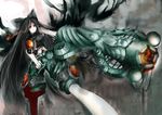  alternate_weapon arm_cannon black_hair gun long_hair orange_eyes pale_skin reiuji_utsuho solo touhou tsurukame very_long_hair weapon wings 