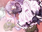  animal_ears cafe_little_wish cat cat_ears cat_tail closed_eyes dress game_cg long_hair lying maid mina_(cafe_little_wish) on_side purple_hair sleeping solo tail tinker_bell very_long_hair 
