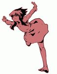  barefoot dress feet florian_(tales) full_body high_contrast male_focus misada monochrome pink running simple_background solo tales_of_(series) tales_of_the_abyss white_background 