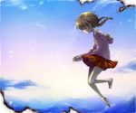  akezu barefoot braid falling madotsuki pink_shirt shirt skirt solo tears twin_braids yume_nikki 