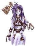  artist_request collar grey_eyes hammer original purple_hair solo zombie 