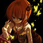  artist_request bag blue_eyes bug butterfly dress insect lowres orange_hair ribbon short_hair solo umineko_no_naku_koro_ni ushiromiya_maria 