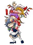  bad_id bad_pixiv_id bangs carrying flandre_scarlet izayoi_sakuya mikihiro multiple_girls remilia_scarlet shoulder_carry touhou 