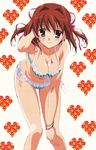  asakura_yume bikini breasts brown_hair bun_cover checkered checkered_bikini cleavage da_capo da_capo_ii double_bun highres large_breasts leaning_forward non-web_source short_hair solo swimsuit 