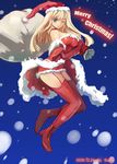  :p blonde_hair christmas dress hat highres one_eye_closed original sack santa_costume santa_hat solo strapless strapless_dress suoni_(deeperocean) thighhighs tongue tongue_out zettai_ryouiki 