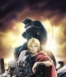  ahoge alphonse_elric armor artist_request blonde_hair braid brothers edward_elric flamel_symbol full_armor fullmetal_alchemist jpeg_artifacts male_focus official_art prosthesis siblings single_braid 