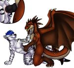  alexgoneloco anal anal_penetration balls dragon duo erection gay interspecies male penetration penis plain_background sex white_background wings 