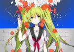  dasulchan flower green_eyes green_hair hatsune_miku long_hair sailor_collar solo twintails vocaloid 