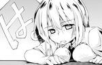  breasts comic greyscale hairband medium_breasts monochrome nanaroku_(fortress76) reisen_udongein_inaba saliva short_hair skirt solo touhou translated waking_up 