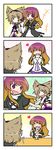  4koma ^_^ blush brown_eyes brown_hair closed_eyes comic dress earmuffs food gradient_hair heart highres hijiri_byakuren ice_cream jewelry kazeha_(starrysky) long_hair multicolored_hair multiple_girls necklace purple_eyes ribbon sailor_dress short_hair sleeveless smile sweatdrop touhou toyosatomimi_no_miko wrist_grab 