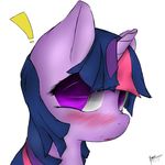  absurd_res blush equine female feral friendship_is_magic fur hair hi_res horn horse looking_at_viewer majikplant420 mammal multi-colored_hair my_little_pony plain_background portrait purple_eyes purple_fur solo twilight_sparkle_(mlp) unicorn white_background 