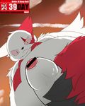  censored chubby erection looking_at_viewer male nintendo penis pok&eacute;mon red_markings reverse_zangoose_day video_games white_fur zangoose リヴィ 