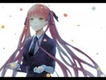  arcana_famiglia bad_id bad_pixiv_id felicita flower formal gloves green_eyes hair_ribbon letterboxed long_hair necktie red_hair ribbon shidomura single_glove solo suit twintails white_background 