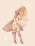  1girl andre_grandier black_hair blonde_hair hug oscar_francois_de_jarjayes rinako_(rococo) versailles_no_bara 