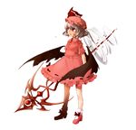  bat_wings brooch hat hat_ribbon jewelry lowres red_eyes remilia_scarlet ribbon short_hair solo spear_the_gungnir touhou urita_(vivivinicol) white_hair wings 