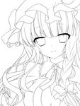  bad_id bad_pixiv_id blush etou_(cherry7) greyscale hat lineart long_hair looking_at_viewer monochrome patchouli_knowledge smile solo touhou 