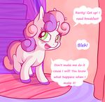  dialog english_text equine female feral friendship_is_magic fur green_eyes hair handsockz horn horse inside mammal my_little_pony pony sleepy solo sweetie_belle_(mlp) text two_tone_hair unicorn white_fur young 