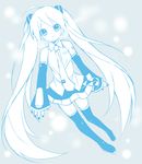  bad_id bad_pixiv_id detached_sleeves etou_(cherry7) hatsune_miku long_hair looking_at_viewer monochrome necktie skirt smile solo thighhighs twintails very_long_hair vocaloid 
