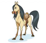  black_hair brown_eyes equine hair horse lonbluewolf looking_at_viewer mammal saddle solo 