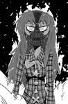  bad_id bad_pixiv_id bane batman_(series) bow checkered checkered_shirt greyscale hata_no_kokoro long_hair mask monochrome plaid plaid_shirt setz shirt solo the_dark_knight_rises touhou 