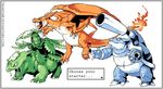  cannon charizard creature fire flame flower flying gen_1_pokemon mega_charizard_y mega_pokemon no_humans plant pokemon pokemon_(creature) simple_background tail-tip_fire twarda8 venusaur white_background wings 