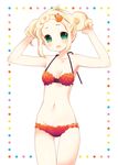  bikini blonde_hair blush double_bun green_eyes mase_yuuko open_mouth saki short_hair smile solo swimsuit tokumi_yuiko 