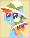  daringdashie duo equine female friendship_is_magic hat horse mammal my_little_pony pegasus plain_background pony purple_eyes rainbow_dash_(mlp) scootaloo_(mlp) smile wings young 