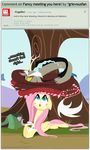  angel_(mlp) cutie_mark deviantart dialog discord_(mlp) draconequus english_text equine female feral fluttershy_(mlp) friendship_is_magic grass grievousfan horse male mammal my_little_pony outside path pony red_eyes sky sleeping text tree 