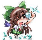  bow brown_eyes brown_hair hair_bow long_hair marble red_eyes reiuji_utsuho shinapuu solo touhou wings 