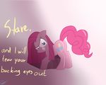  bloodwolvenl butt dialog english_text equine female feral friendship_is_magic hirea horse mammal my_little_pony pinkamena_(mlp) pinkie_pie_(mlp) pony presenting solo text 
