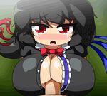  1girl animated animated_gif artist_request asymmetrical_wings black_hair blush breasts crying cum cum_on_body cum_on_breasts cum_on_upper_body houjuu_nue huge_breasts joullyn paizuri paizuri_under_clothes penis red_eyes touhou uncensored wings 