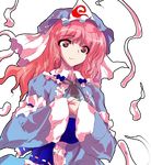  alphes ghost hat long_hair long_sleeves lowres official_art pink_eyes pink_hair saigyouji_yuyuko scarlet_weather_rhapsody smile solo touhou transparent_background wide_sleeves 